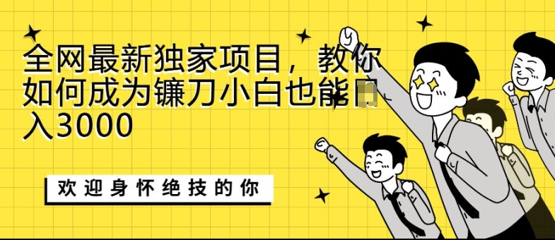 全网最新独家项目，教你如何成为镰刀小白也能日入上K|小鸡网赚博客