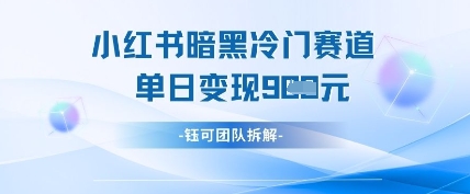 小红书冷门”暗黑”赛道，单日收益多张|小鸡网赚博客