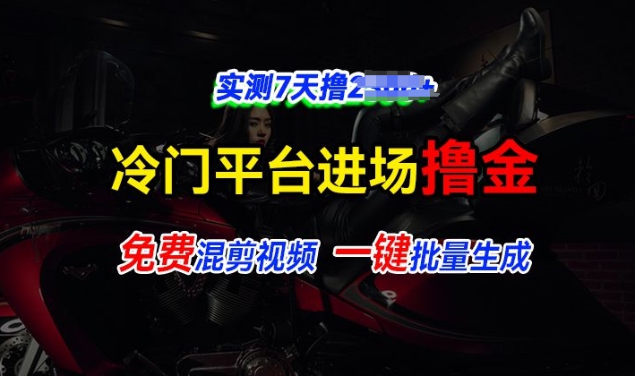 全新冷门平台视频，快速免费进场搞米，通过混剪视频一键批量生成，实测7天撸上千|小鸡网赚博客