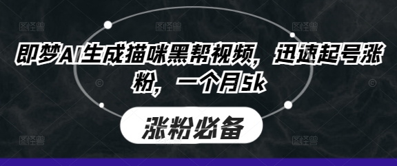 即梦AI生成猫咪黑帮视频，迅速起号涨粉，一个月5k|小鸡网赚博客