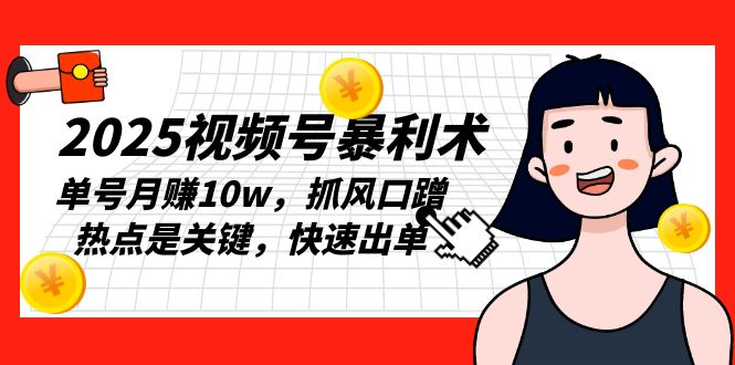 （13793期）2025视频号暴利术，单号月赚10w，抓风口蹭热点是关键，快速出单|小鸡网赚博客