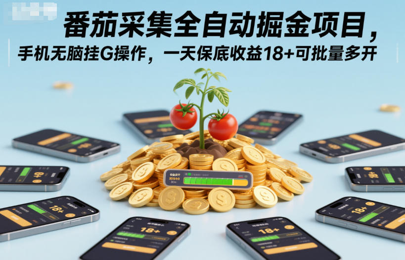 番茄采集全自动掘金项目，手机无脑挂G操作，一天保底收益18+可批量多开【揭秘】|小鸡网赚博客