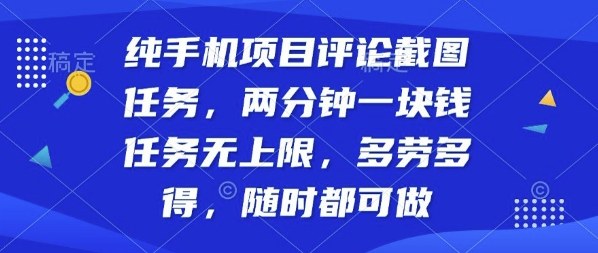 纯手机项目评论截图任务，两分钟一块钱多劳多得，随时随地都能做【揭秘】|小鸡网赚博客