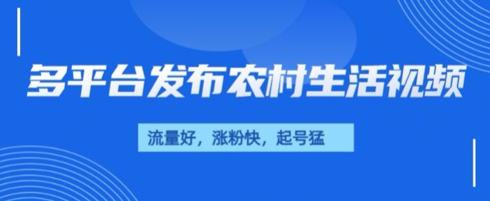 治愈系农村生活视频，多平台发布，流量好，起号快|小鸡网赚博客
