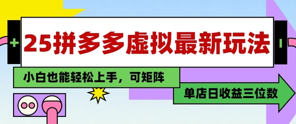 25最新拼多多虚拟电商，单店日入3位数，小白也能快速上手，保姆级教程|小鸡网赚博客