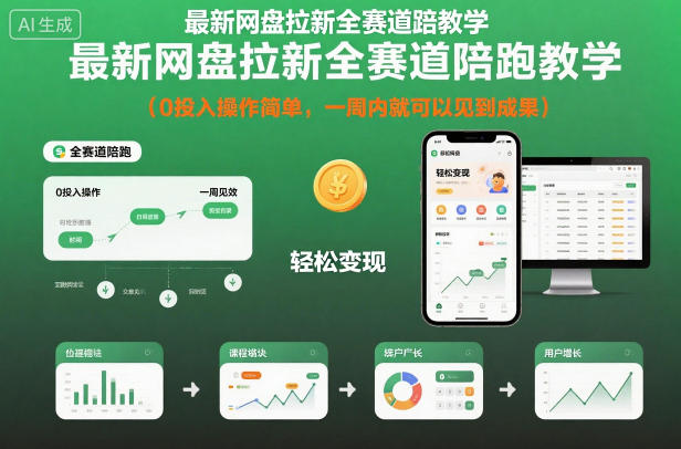 最新网盘拉新全赛道陪跑教学，0投入操作简单，一周内就可以见到成果|小鸡网赚博客
