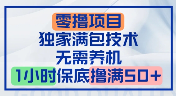 零撸顶配玩法，独家满包技术，无需养机，1小时保底撸满50+|小鸡网赚博客
