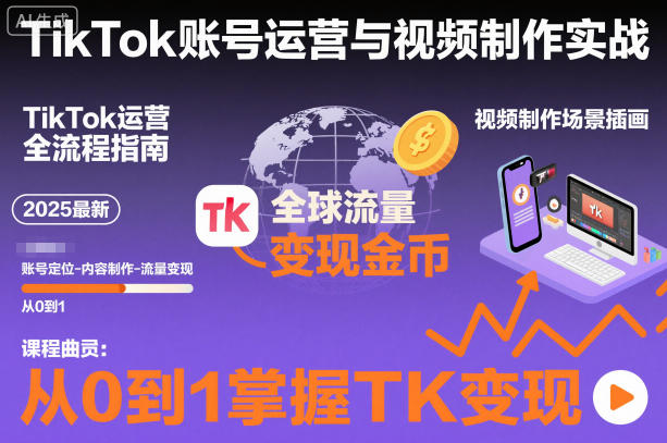 2025最新TikTok账号运营与视频制作实战全流程，从0到1掌握TK变现（含11月最新TK搬运技术）|小鸡网赚博客