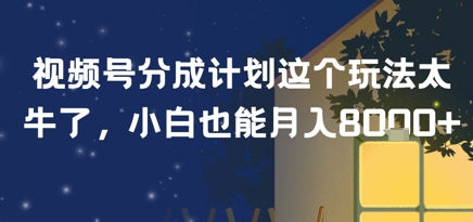 视频号分成计划这个玩法太牛了，小白也能月入8k+|小鸡网赚博客