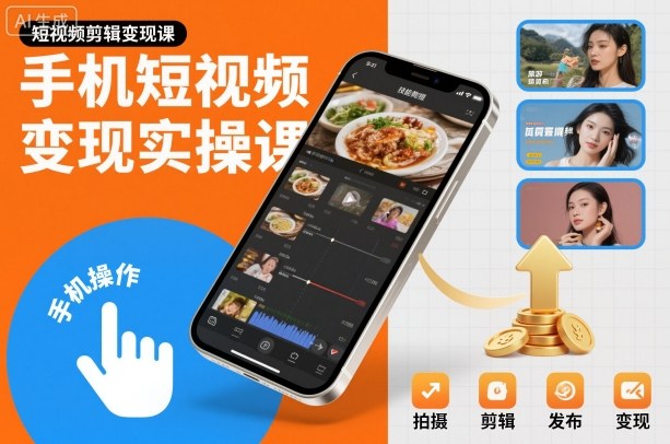 手机短视频变现实操课，短视频剪辑变现课|小鸡网赚博客