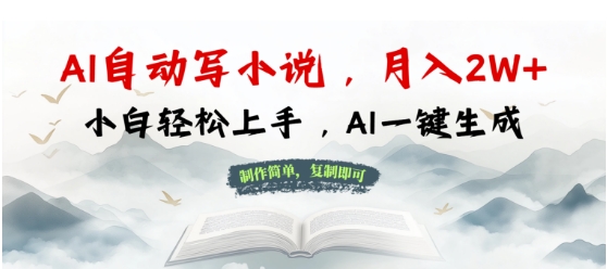 AI自动写小说，制作简单，复制即可，月入过W+，小白轻松上手，AI一键生成|小鸡网赚博客