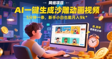 AI一件生成沙雕动画视频，5分钟一条，新手小白也能月入9k+|小鸡网赚博客