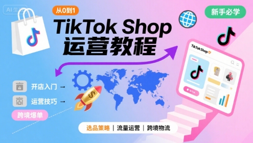 TikTok Shop从0到1运营教程，TikTok跨境电商新手必学课程|小鸡网赚博客
