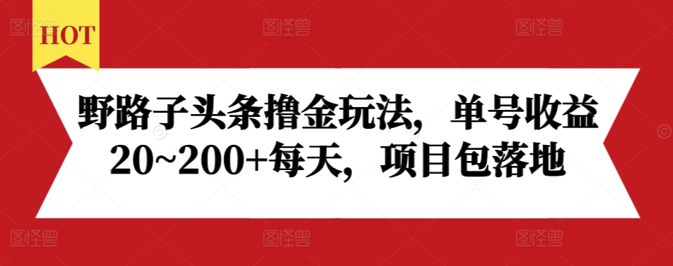野路子头条撸金玩法，单号收益20~200+每天，项目包落地|小鸡网赚博客