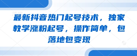 最新抖音热门起号技术，独家教学涨粉起号，操作简单，包落地包变现|小鸡网赚博客