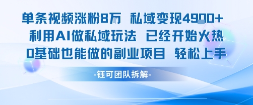 单条视频私域变现4.9k+利用AI做私域玩法 已经开始火热0基础也能做的副业项目轻松上手|小鸡网赚博客