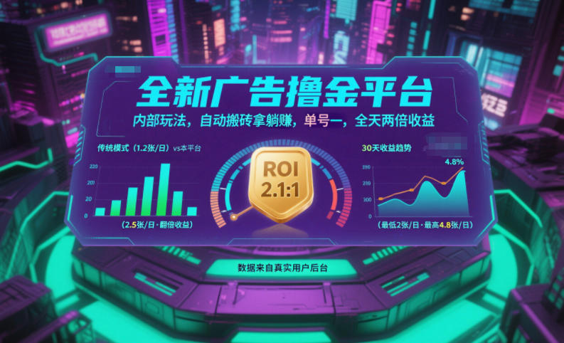 全新广告撸金平台，内部玩法，自动搬砖拿躺賺，单号一天保底2张+，全天两倍收益【揭秘】|小鸡网赚博客