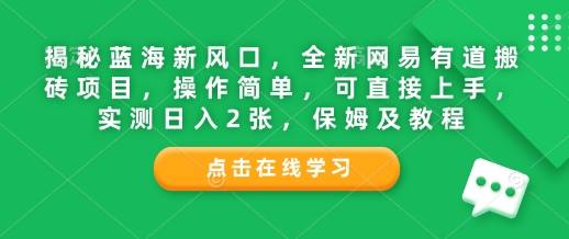 揭秘蓝海新风口，全新网易有道搬砖项目，操作简单，可直接上手，实测日入2张，保姆及教程|小鸡网赚博客