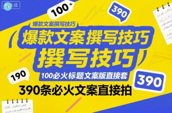 爆款文案撰写技巧，100个必火标题文案模版直接套，390条必火文案直接拍|小鸡网赚博客
