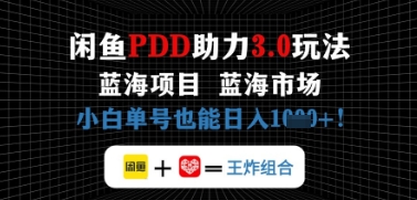 闲鱼拼多多助力，蓝海项目新手单号也能日入几张|小鸡网赚博客