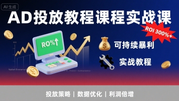 AD投放教程课程实战课，实现广告ROI300%+可持续暴利|小鸡网赚博客