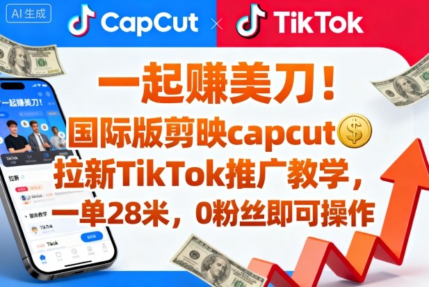 一起賺美刀！国际版剪映capcut拉新TikTok推广教学，一单28米，0粉丝即可操作（附推广入口和教学）|小鸡网赚博客