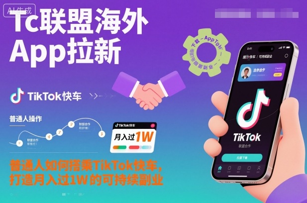 Tc联盟海外App拉新：普通人如何搭乘TikTok快车，打造月入过1W的可持续副业|小鸡网赚博客