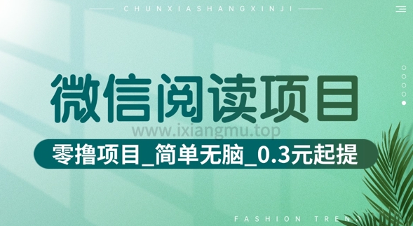 微信阅读项目_零撸项目+简单无脑+0.3元起提(六大平台合集汇总)|小鸡网赚博客