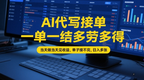 AI代写接单，一单一结多劳多得，当天做当天见收益，单子接不完，日入多张【全网最全实操课程】|小鸡网赚博客