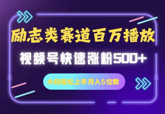 励志类赛道也能百万播放，快速涨粉500+视频号变现月入5位数|小鸡网赚博客