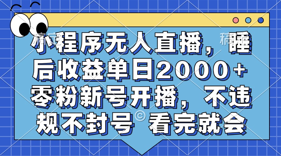 （13251期）小程序无人直播，睡后收益单日2000+ 零粉新号开播，不违规不封号 看完就会|小鸡网赚博客