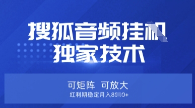 【搜狐音频挂G】独家技术，可矩阵可放大，红利期稳定月入8k【揭秘】|小鸡网赚博客