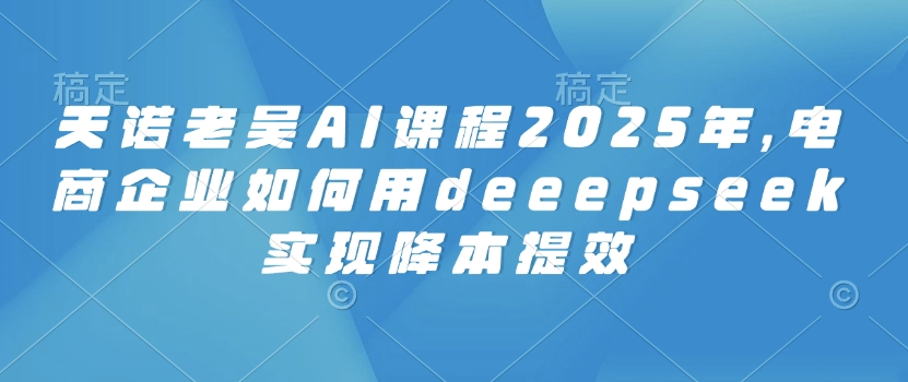 天诺老吴AI课程2025年，电商企业如何用deeepseek实现降本提效|小鸡网赚博客
