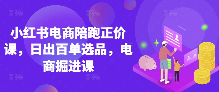 小红书电商陪跑正价课，小红书官方认证电商讲师教学，日出百单选品，电商掘进课|小鸡网赚博客