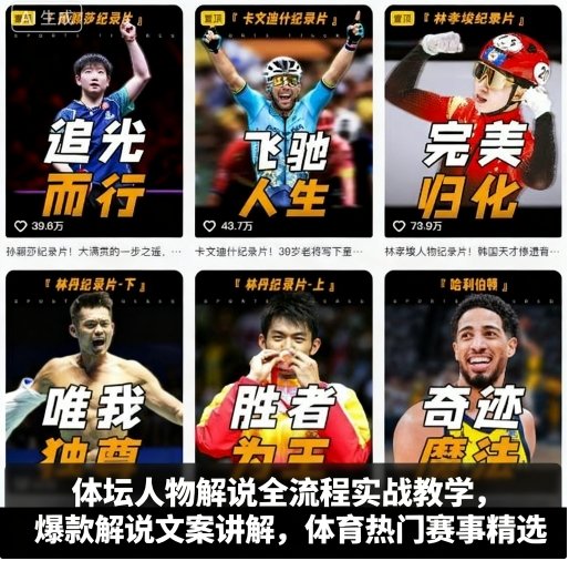 体坛人物解说全流程实战教学，爆款解说文案讲解，体育热门赛事精选|小鸡网赚博客