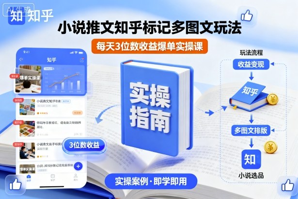 小说推文知乎标记多图文玩法，每天3位数收益爆单实操课|小鸡网赚博客