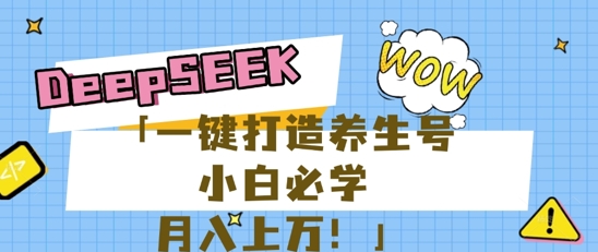 25年最新风口，用DeepSeek做养生号，小白必学，日入数张，一条作品涨粉1W+|小鸡网赚博客
