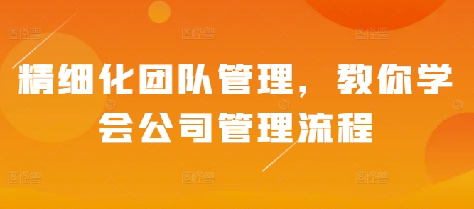 精细化团队管理，教你学会公司管理流程|小鸡网赚博客