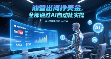 油管出海挣美金，全部通过AI自动化实操，从0到1实现月入过W|小鸡网赚博客