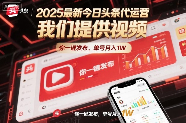 2025最新今日头条代运营，我们提供视频，你一键发布，单号月入1W【揭秘】|小鸡网赚博客