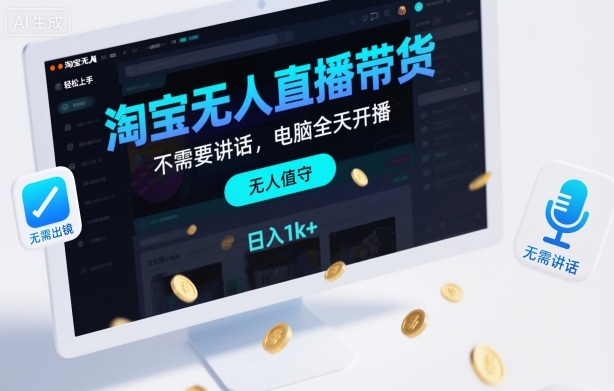 淘宝无人直播带货，不需要出镜，不需要讲话，电脑全天开播，轻松上手，日入1k+【揭秘】|小鸡网赚博客