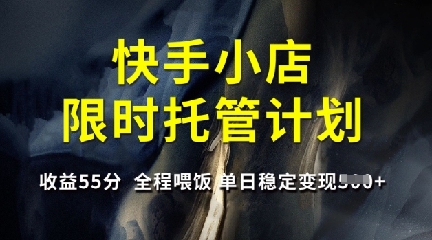 快手小店限时托管计划，收益55分，全程喂饭，单日稳定变现5张【揭秘】|小鸡网赚博客
