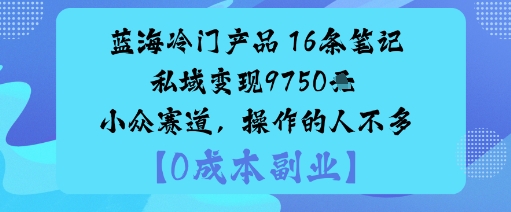 蓝海冷门产品：16条笔记私域变现9750米小众赛道，操作的人不多|小鸡网赚博客