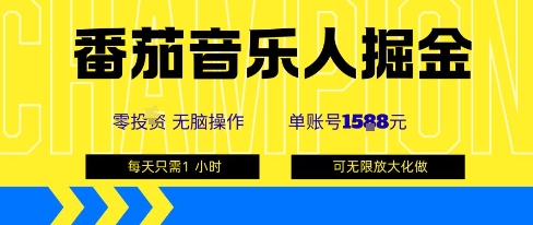 番茄音乐人掘金，单账号最高可撸1k+，可无限矩阵去做，零投入|小鸡网赚博客