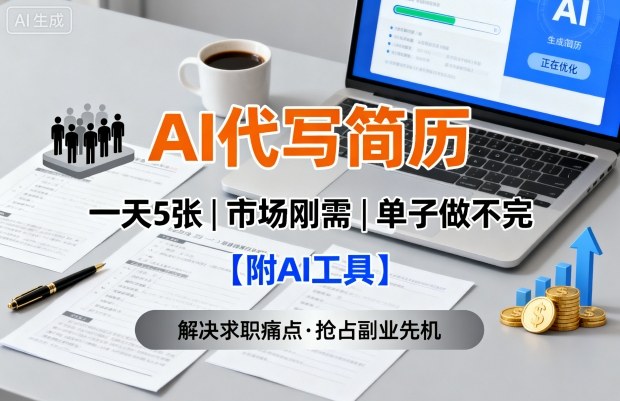AI代写简历，一天5张，今年找工作难，市场刚需，单子做不完【附AI工具】|小鸡网赚博客