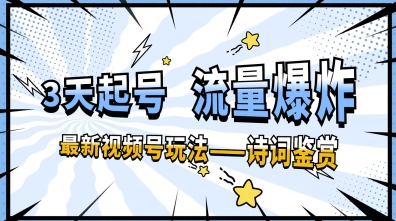 一天收入几张，视频号最新赛道—诗词鉴赏，3天必起，流量爆炸，新人也能轻松上手|小鸡网赚博客