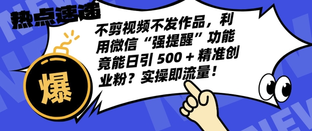 不剪视频不发作品，视频号私信日引 500 + 精准创业粉?实操即流量!|小鸡网赚博客