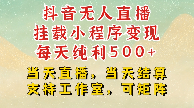抖音无人直播挂载小程序变现每天纯利500+当天直播，当天结算支持工作室，可矩阵【揭秘】|小鸡网赚博客