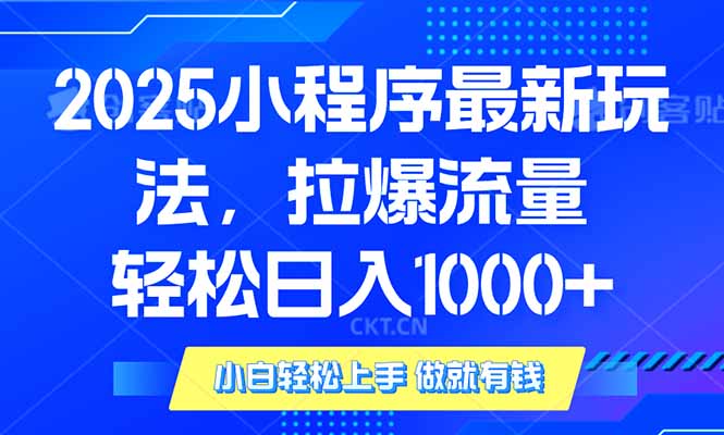 （14028期）2025年小程序最新玩法，流量直接拉爆，单日稳定变现1000+|小鸡网赚博客