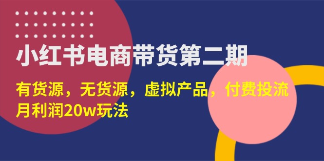 （14186期）小红书电商带货第二期，有货源，无货源，虚拟产品，付费投流，月利润20w|小鸡网赚博客
